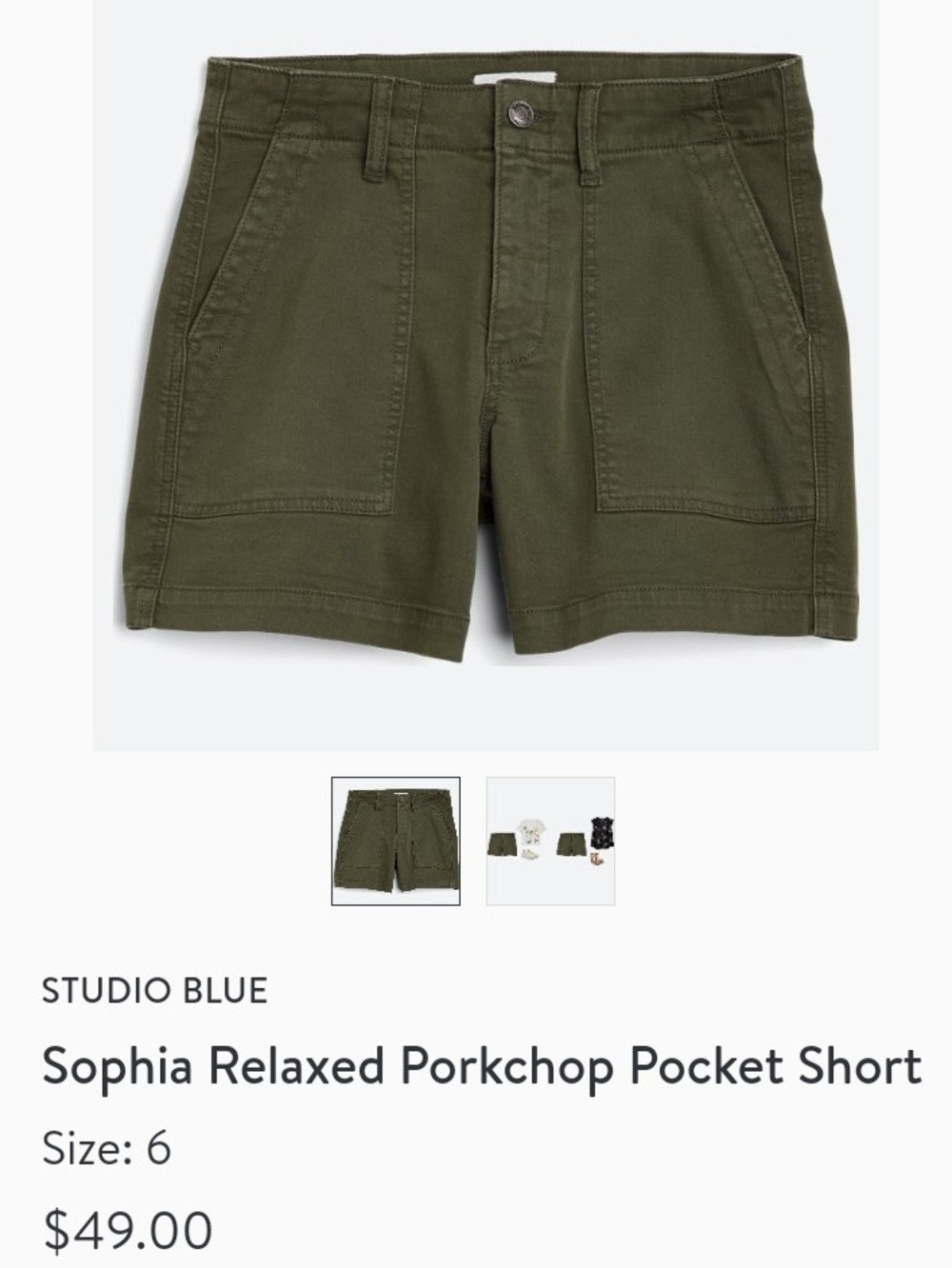 Studio Blue Sophia Relaxed Porkchop Pocket Short - Olive